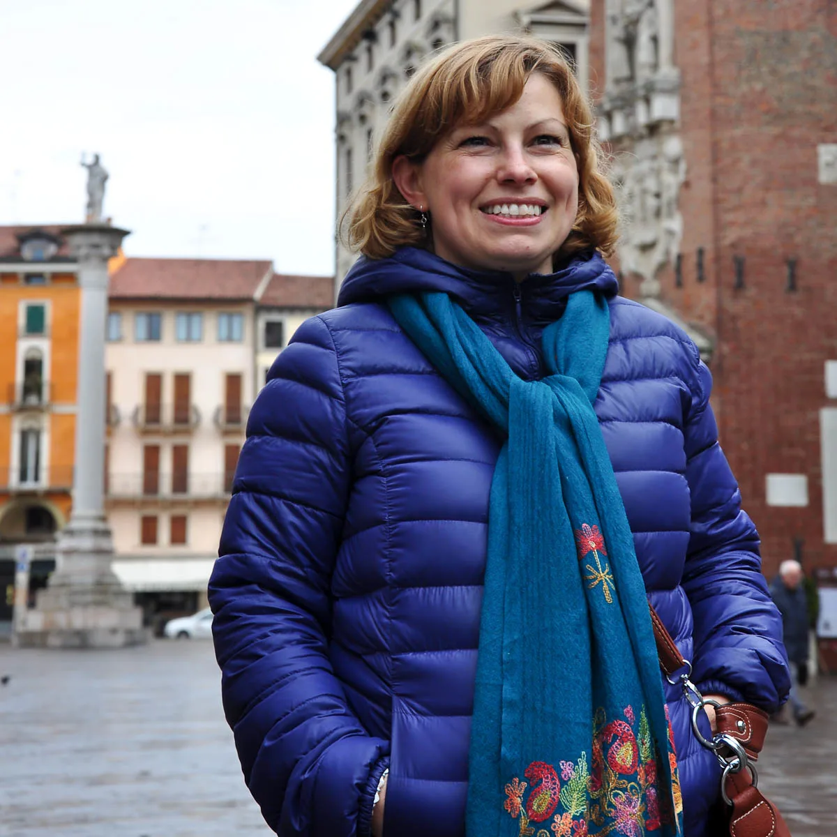 Writer and journalist Vanya Eftimova Bellinger, Piazza dei Signori, Vicenza, Italy