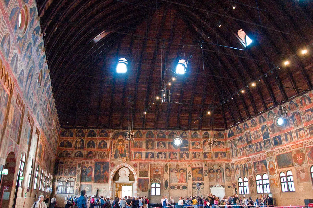 Inside the Great hall of Palazzo della Ragione , Padua, Italy - www.rossiwrites.com