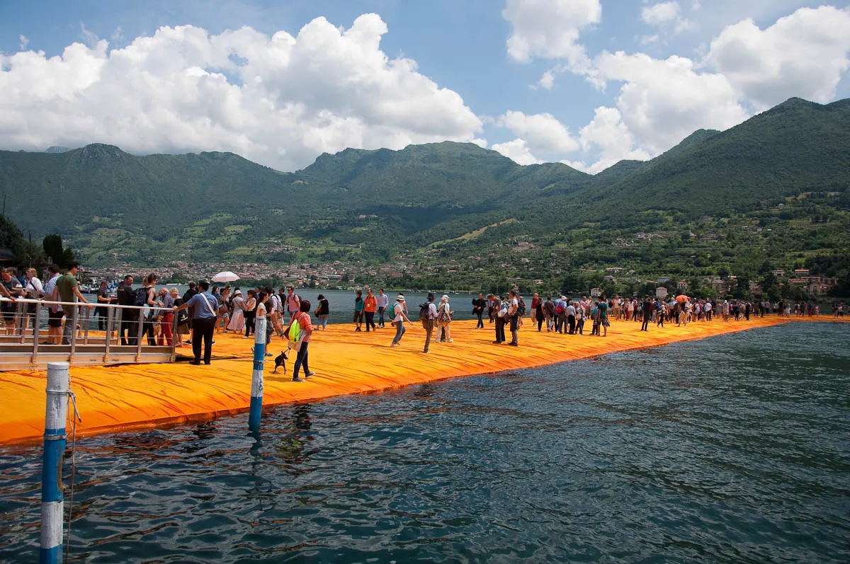 Christo's The Floating Piers, The orange walkway connecting Sulzano and Monte Isola, Monte Isola, Lake Iseo, Italy - www.rossiwrites.com
