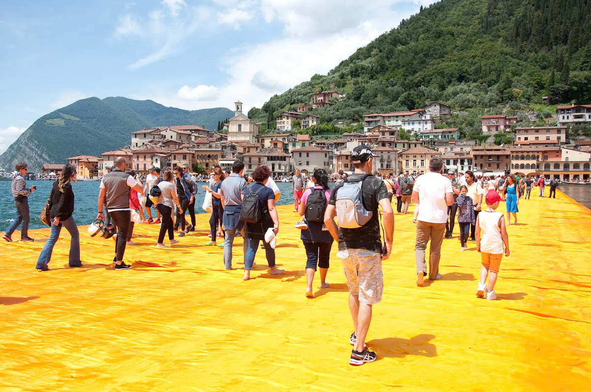 Christo's The Floating Piers, Walking on sunshine, Italy - www.rossiwrites.com