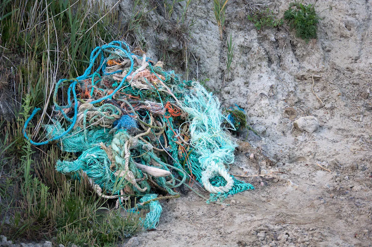 Tangled fishing nets, Castlehaven beach, Isle of Wight, UK - www.rossiwrites.com