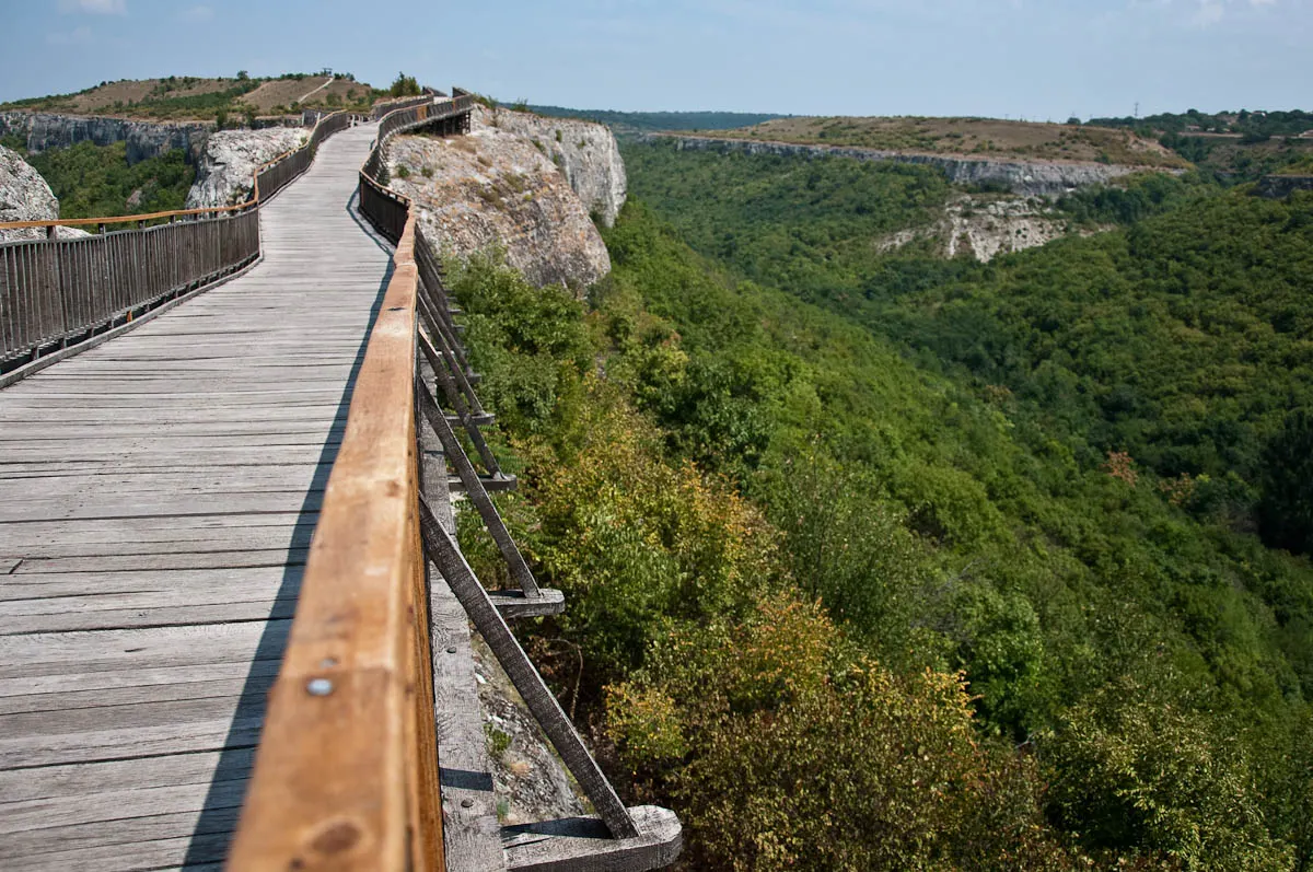The wooden bridge with the cliffs, Ovech Fortress, Provadia, Bulgaria - www.rossiwrites.com