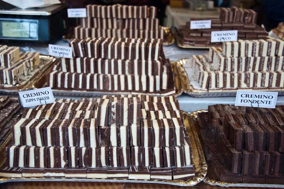 Different types of cremino from Turin - Chocolate Festival, Vicenza, Italy - www.rossiwrites.com