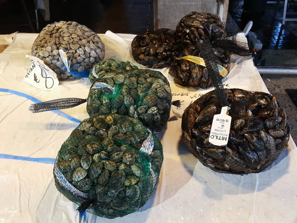 Fresh mussels from Spain - Rialto Fish Market, Venice, Italy - www.rossiwrites.com