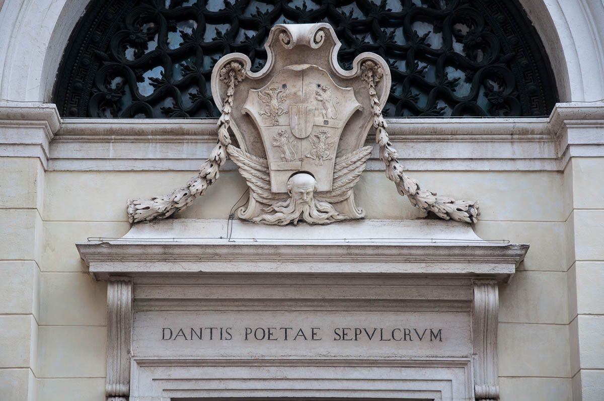 A close-up of Dante's Tomb - Quadrarco di Braccioforte - Ravenna, Emilia Romagna, Italy - www.rossiwrites.com