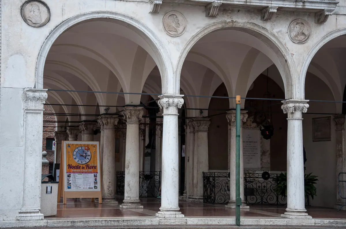 A close-up of the 19-th century Palazzo della Loggia - Noale, Veneto, Italy - www.rossiwrites.com
