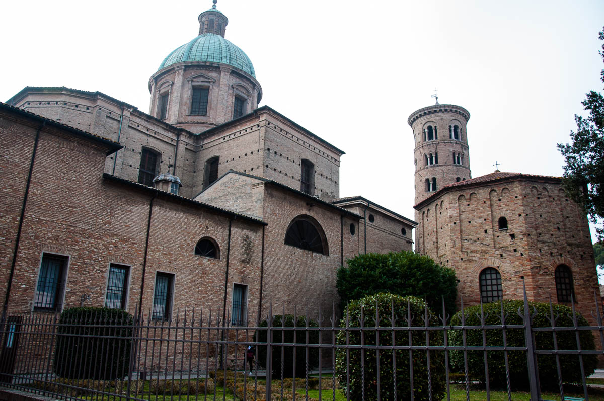 The cathedral with its romanesque tower and the Batistery of Neon - Ravenna, Emilia Romagna, Italy - www.rossiwrites.com
