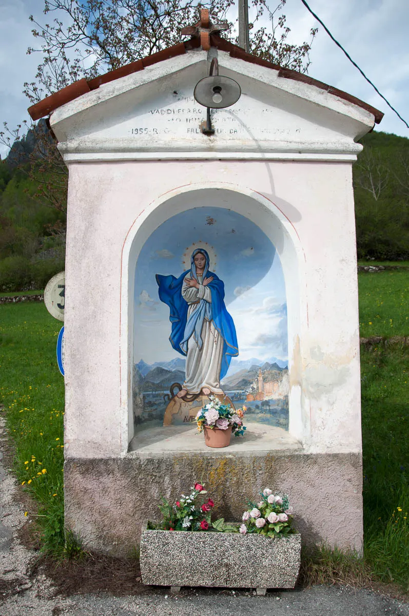 A sanctuary dedicated to the Virgin Mary on the side of the road - Laghi, Veneto, Italy - www.rossiwrites.com