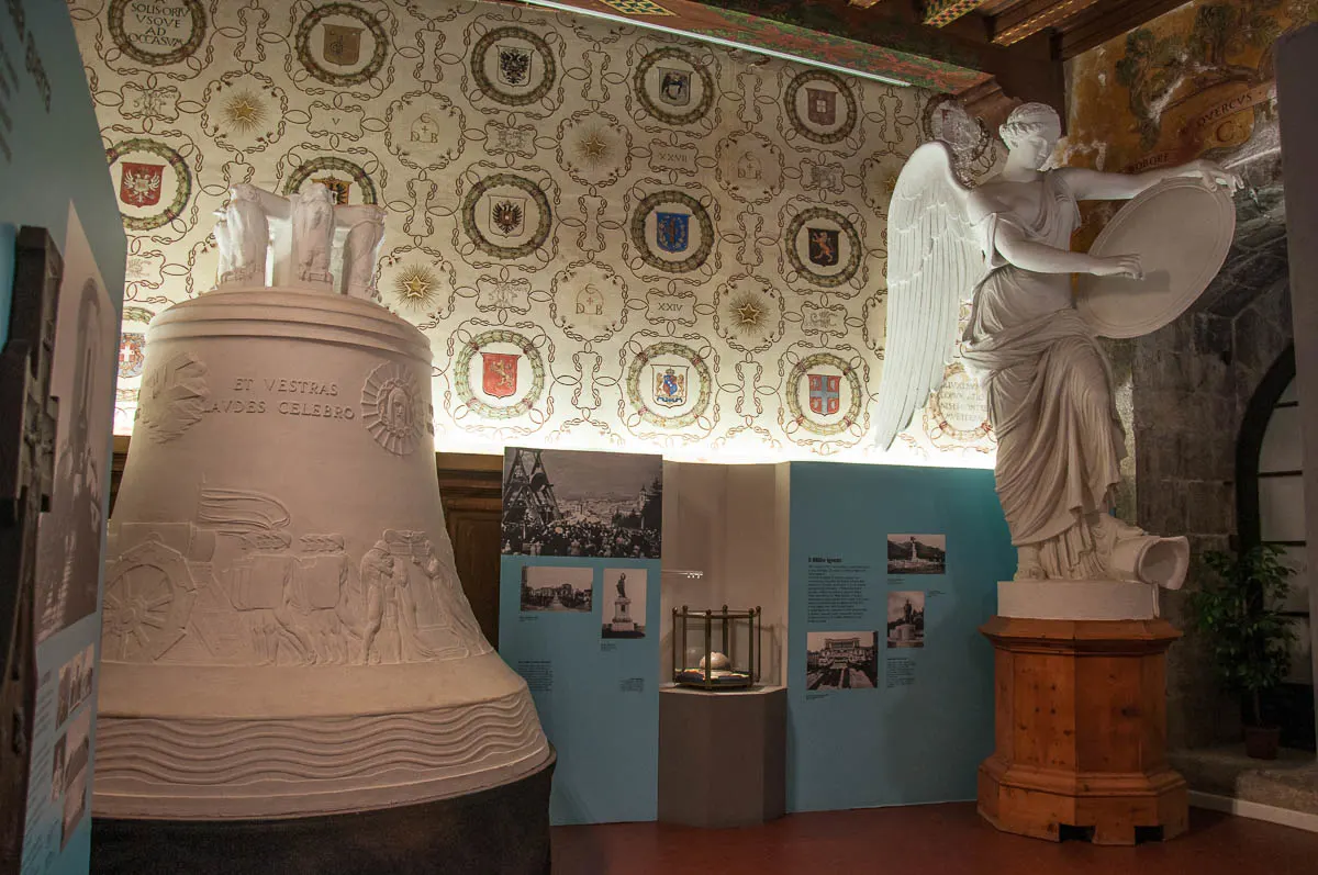 Plaster model of the Bell of the Fallen and the statue of the Winged Victory - Italian War History Museum - Rovereto, Trentino, Italy - www.rossiwrites.com
