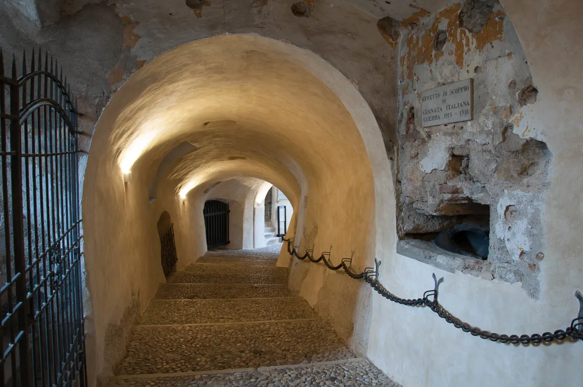The corridor leading inside Rovereto's Castle - Italian War History Museum - Rovereto, Trentino, Italy - www.rossiwrites.com