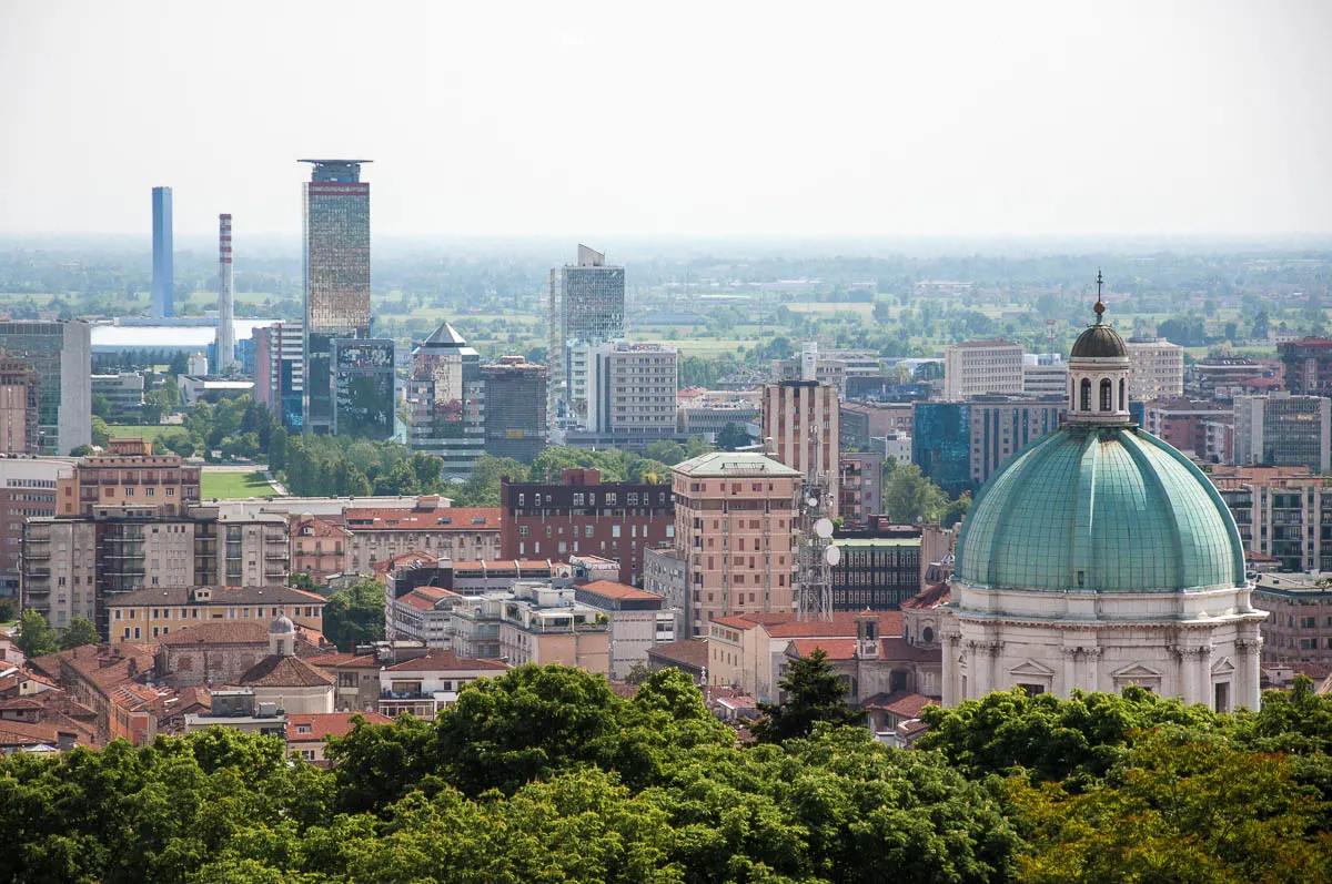 A view of the city with Duomo Nuovo seen from Brescia Castle - Brescia, Lombardy, Italy - www.rossiwrites.com