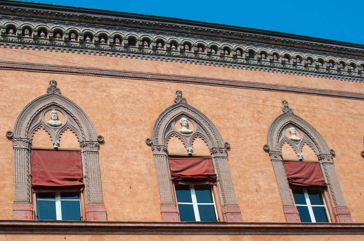 The facade of Corte Isolani - Palazzo d'Accursio, Bologna, Emilia-Romagna, Italy - www.rossiwrites.com