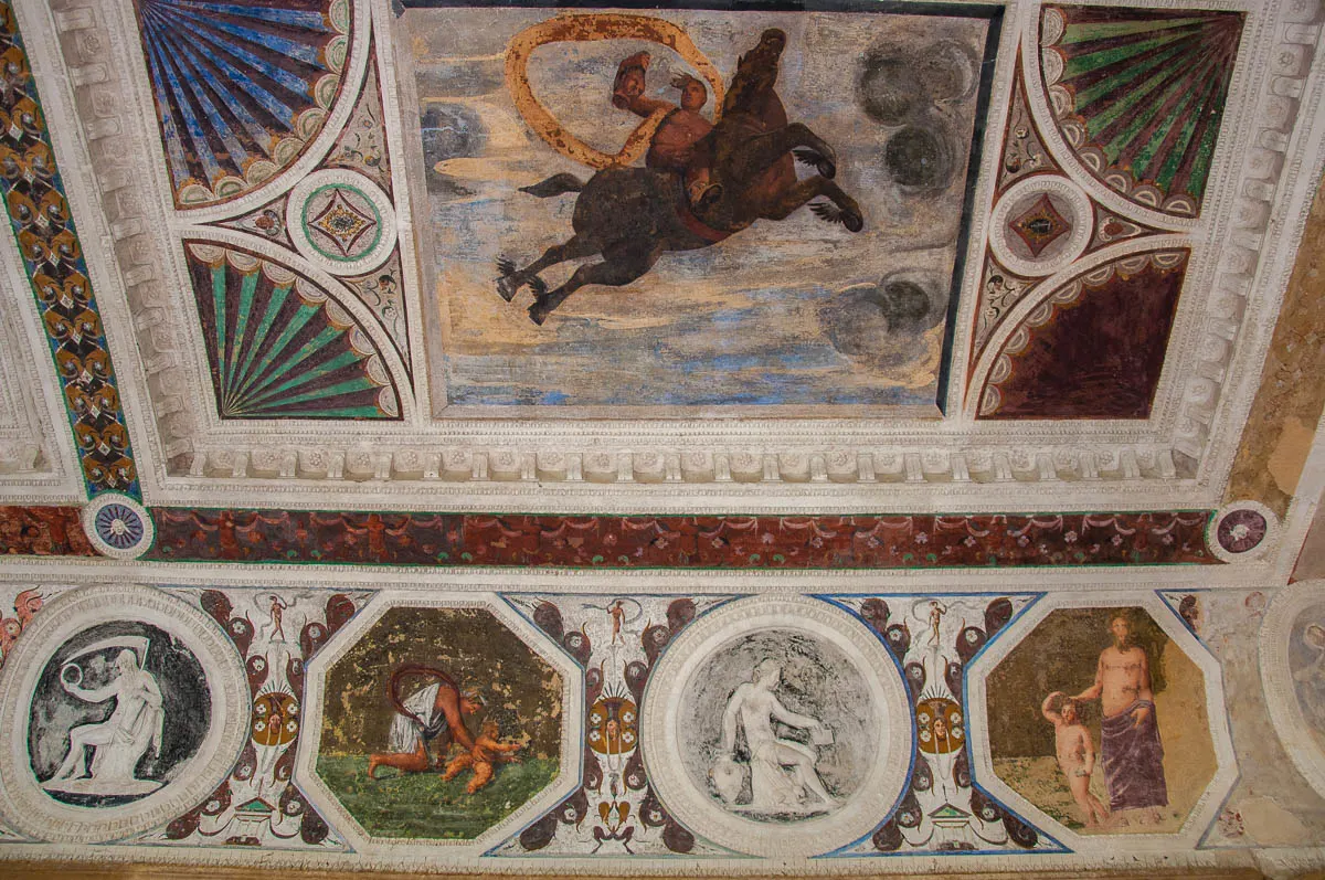 A close-up of the frescoed ceiling of the Cornaro Loggia - Padua, Veneto, Italy - www.rossiwrites.com