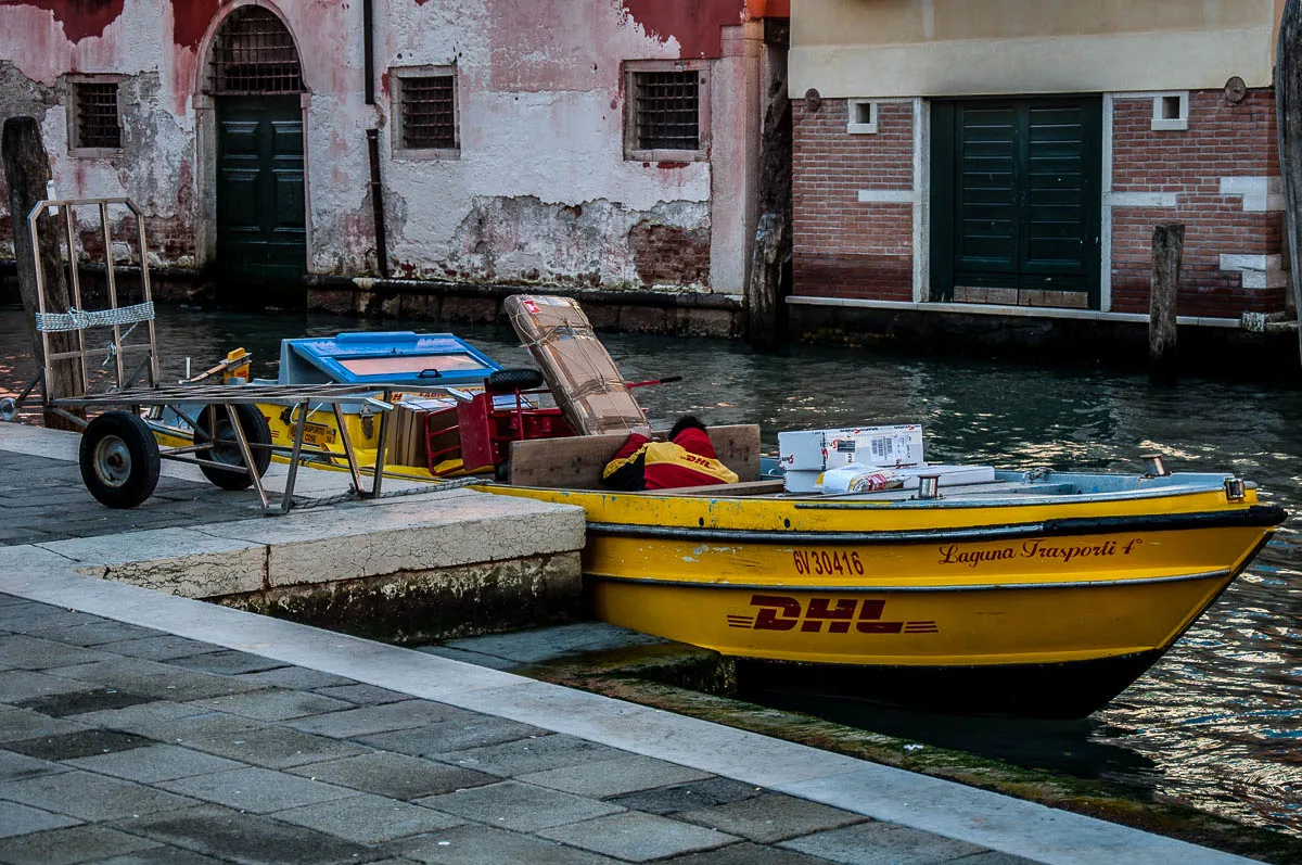 DHL boat - Venice, Veneto, Italy - www.rossiwrites.com