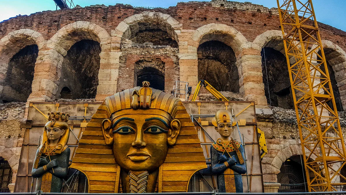 Arena di Verona surrounded by Aida's stage set - Verona Opera Festival - Veneto, Italy - www.rossiwrites.com