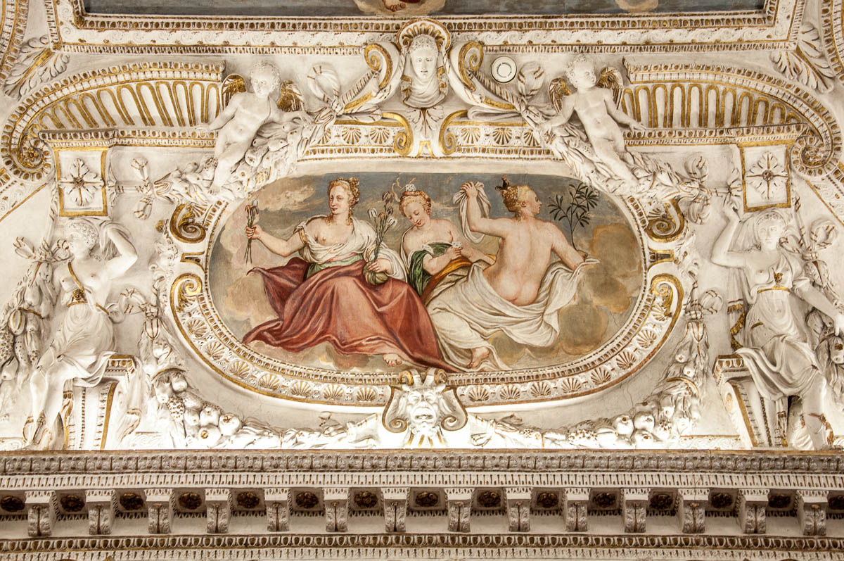 A detail of the ceiling in a room of Palladio's Museum - Vicenza, Italy - www.rossiwrites.com