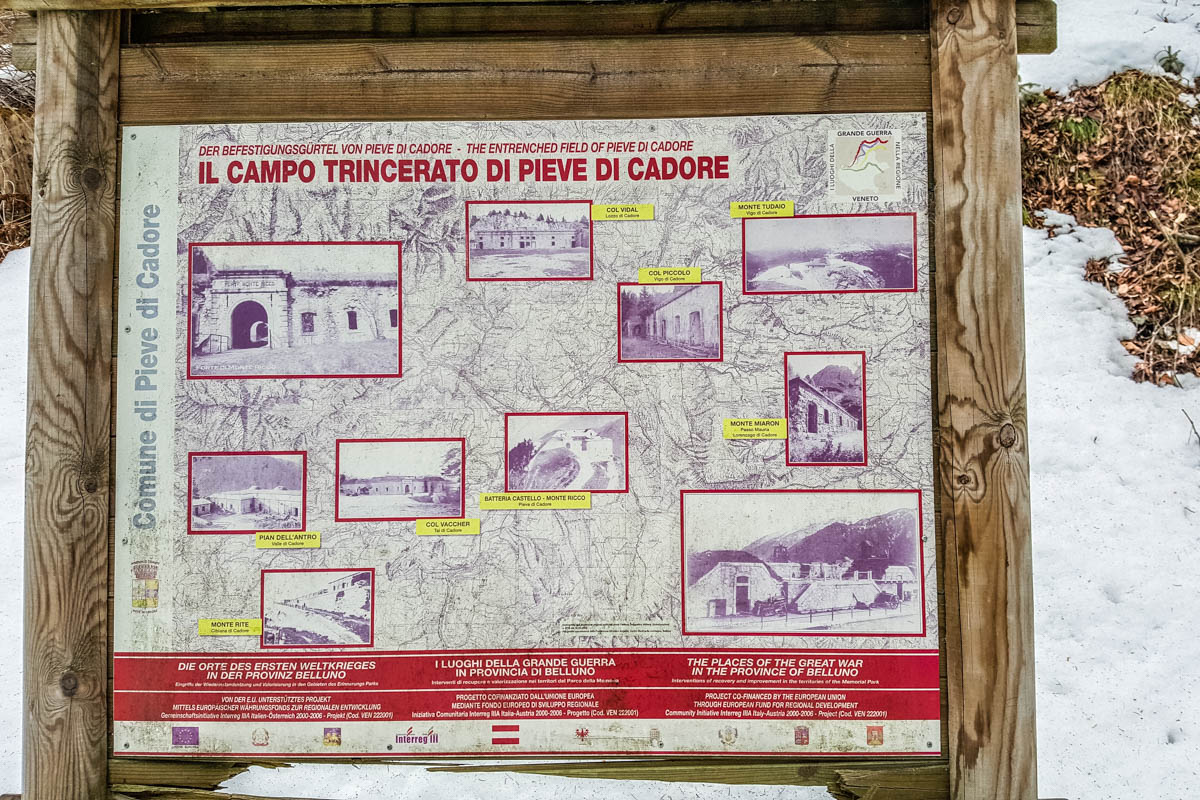 The map showing the places of the Great War in Belluno - Pieve di Cadore, Veneto, Italy - www.rossiwrites.com