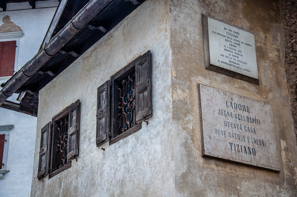 The plaque on Titian's birth house - Pieve di Cadore - Province of Belluno, Veneto, Italy - www.rossiwrites.com