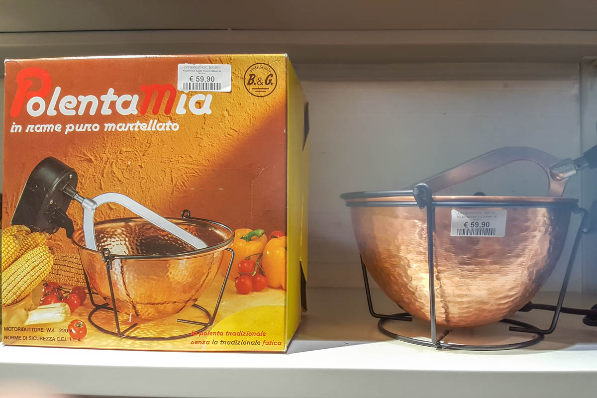 A modern copper pot to make polenta - www.rossiwrites.com
