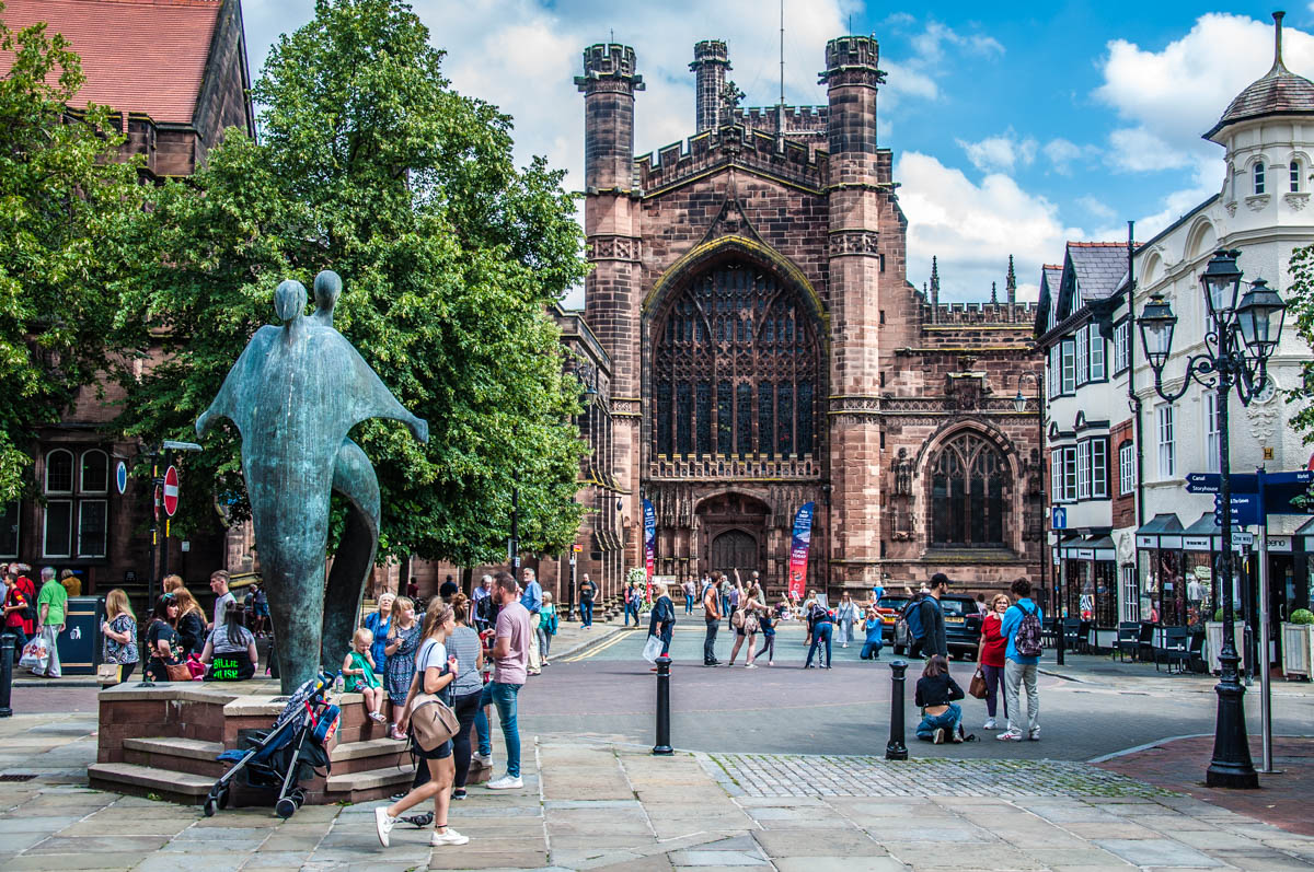Chester Cathedral on a busy summer day - Chester, Cheshire, England - rossiwrites.com
