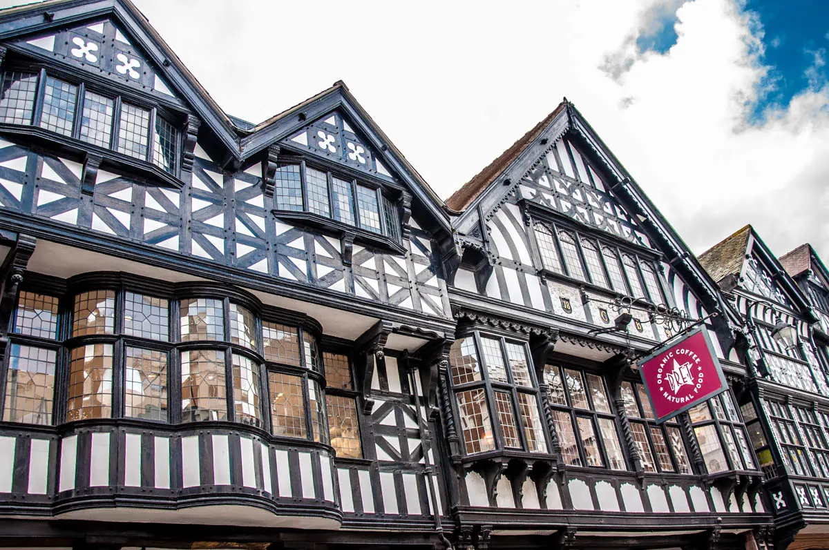 Facades of a mock Tudor houses - Chester, Cheshire, England - rossiwrites.com