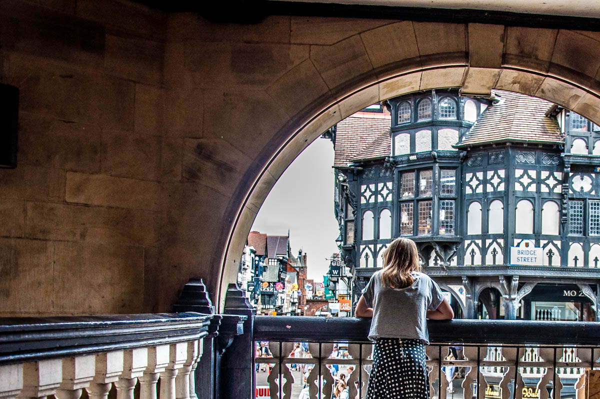 View from the Rows onto the street below - Chester, Cheshire, England - rossiwrites.com