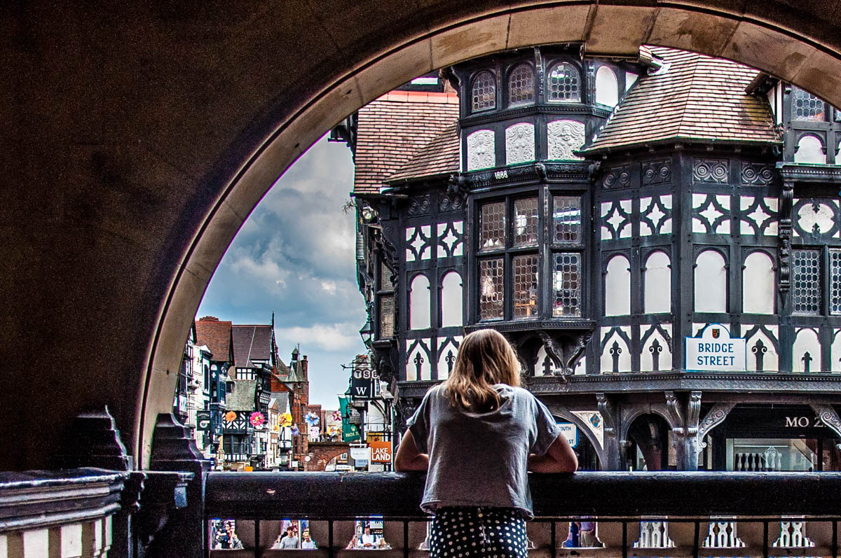 View from the Rows onto the street below - Chester, Cheshire, England - rossiwrites.com