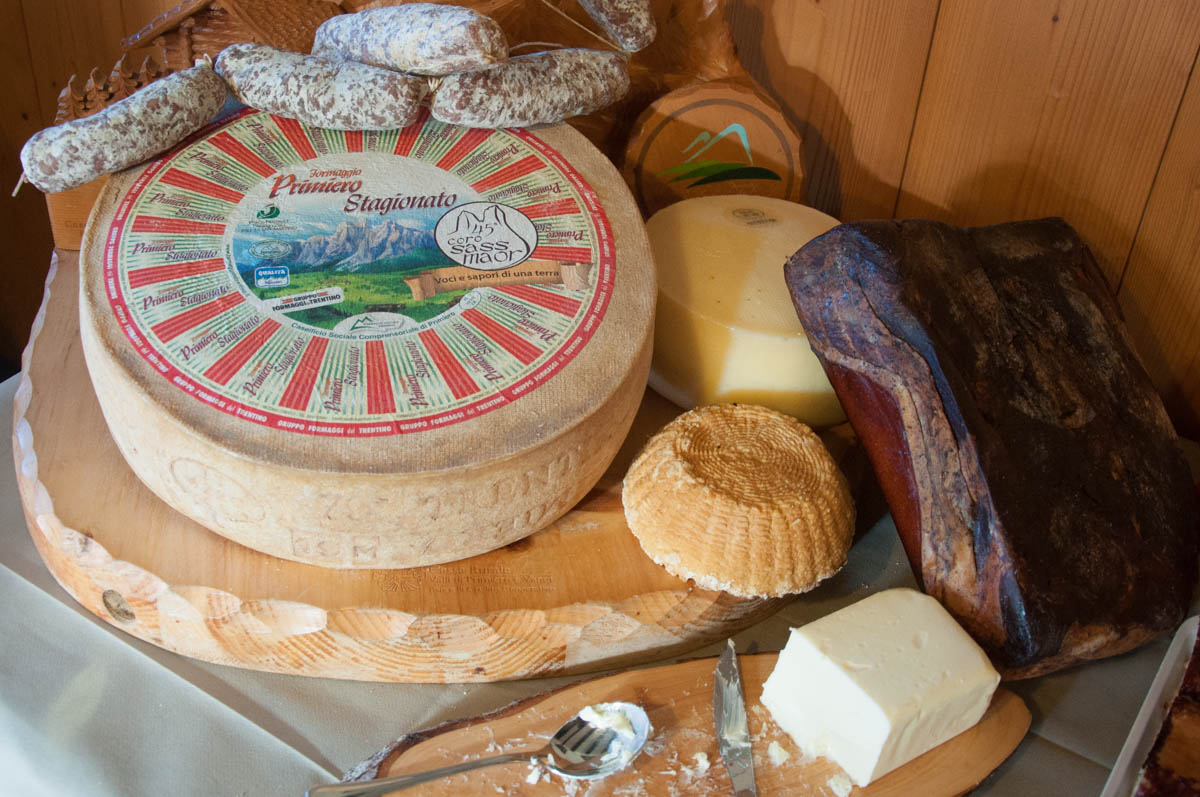 Traditional Trentino cheeses and sausages - Dolomites, Trentino, Italy - rossiwrites.com