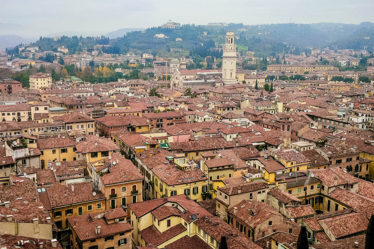 View from the top of the Lamberti Tower - Verona, Veneto, Italy - rossiwrites.com