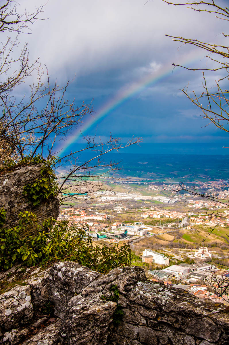 Rainbow seen from the top of Mount Titano - San Marino - rossiwrites.com