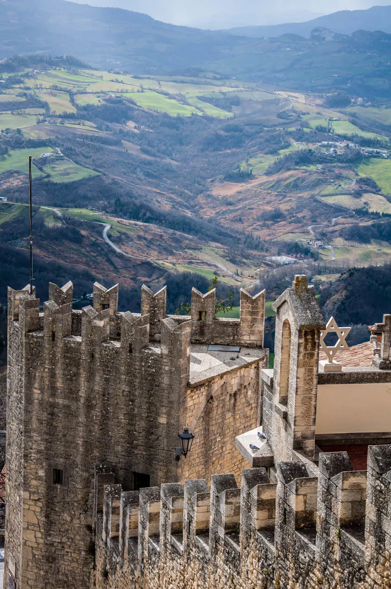 The fortifications with the green rolling hills - San Marino - rossiwrites.com