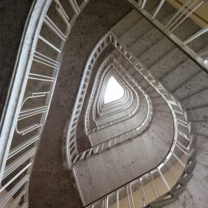 A spiral staircase, Milan, Italy