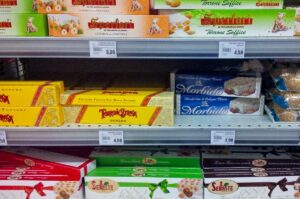 Boxes of nougat sold in a local supermarket - Vicenza, Italy - rossiwrites.com