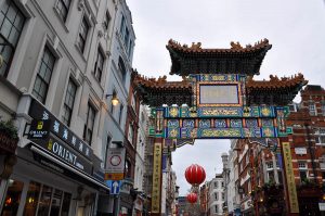 The brand new (fourth) Chinatown gate on Wardour Street, Chinatown, London, England