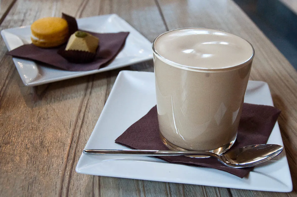A large glass of crema al caffe served in a cafe in Vicenza, Italy - rossiwrites.com