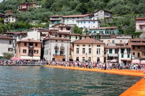 Christo's The Floating Piers, Approaching Monte Isola, Lake Iseo, Italy - www.rossiwrites.com