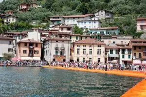Christo's The Floating Piers, Approaching Monte Isola, Lake Iseo, Italy - www.rossiwrites.com