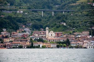 Christo's The Floating Piers, Sulzano seen from Monte Isola, Lake Iseo, Italy - www.rossiwrites.com