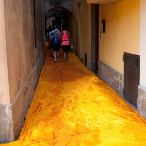 Christo's The Floating Piers, The orange walkway on Monte Isola, Lake Iseo, Italy - www.rossiwrites.com