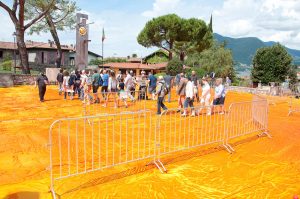 Christo's The Floating Piers, To the orange walkway, Lago Iseo, Italy - www.rossiwrites.com