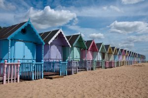 Beach huts, Mersea Island, Essex, England - www.rossiwrites.com