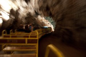 The fast moving cave train, Postojna Caves, Slovenia - www.rossiwrites.com