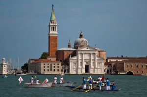 Getting ready for the regatta in front of San Giorgio Maggiore, Historical Regatta, Venice, Italy - rossiwrites.com