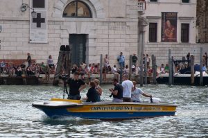 The TV and press boat, Historical Regatta, Venice, Italy - www.rossiwrites.com