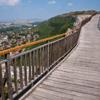 The wooden bridge and the town of Provadia, Ovech Fortress, Provadia, Bulgaria - www.rossiwrites.com