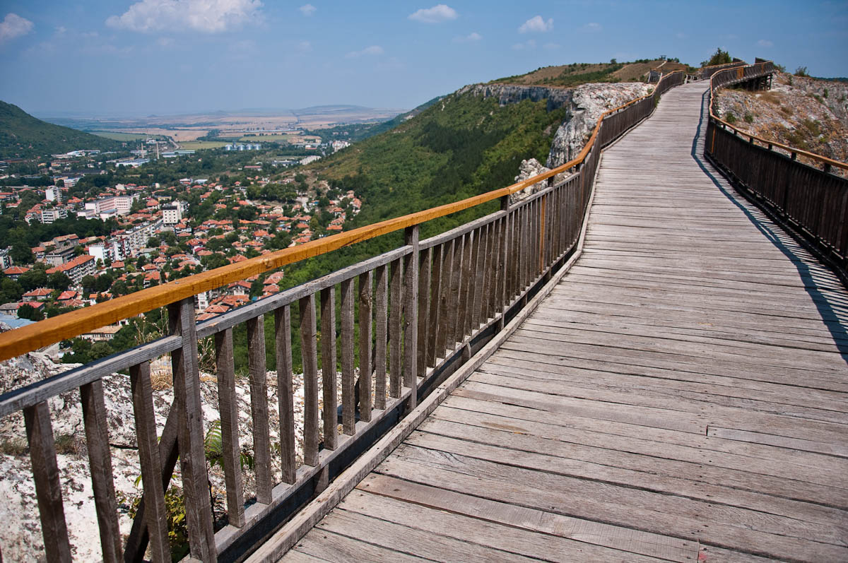 The wooden bridge and the town of Provadia, Ovech Fortress, Provadia, Bulgaria - www.rossiwrites.com