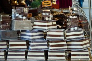 Slabs of cremino at a local chocolate festival - Castelfranco Veneto, Italy - www.rossiwrites.com
