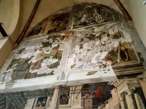 Reconstructed panels of the frescoes Stories of St. Christopher - Church of the Eremitani, Padua, Italy - rossiwrites.com