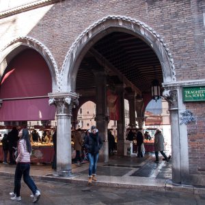 The market bustles with tourists and locals alike - Rialto Fish Market, Venice, Italy - www.rossiwrites.com