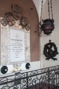 The memorial containing the ashes of Pietro Fortunato Calvi in loggia of the 19-th century Palazzo della Loggia - Noale, Veneto, Italy - www.rossiwrites.com